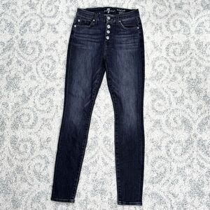 7 For All Mankind The High Waist Ankle Skinny Denim Jeans‎ Women's 25 Button Fly